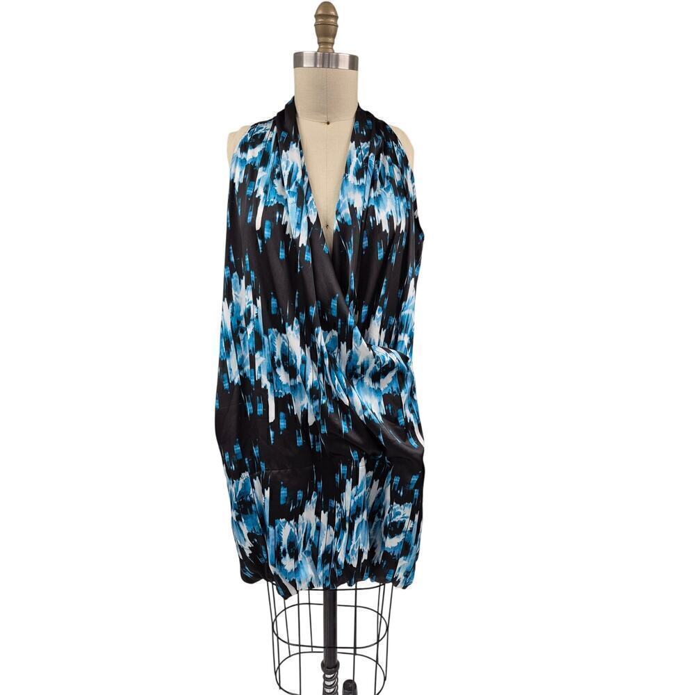 NWT Derek Lam For Design Nation Halter Dress Tunic Black/Teal/White Poly Sz XL